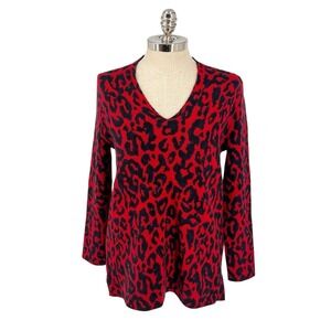 TSE Saks Fifth Avenue Women's XL Cashmere Sweater Animal Leopard Print